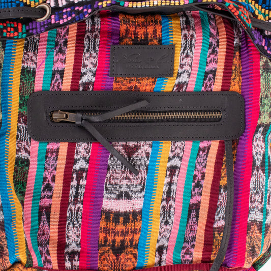 DRAWSTRING BUCKET BAG - OOAK HUIPIL - BLACK - NO. 19315