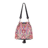 DRAWSTRING BUCKET BAG - OOAK HUIPIL - BLACK - NO. 19316