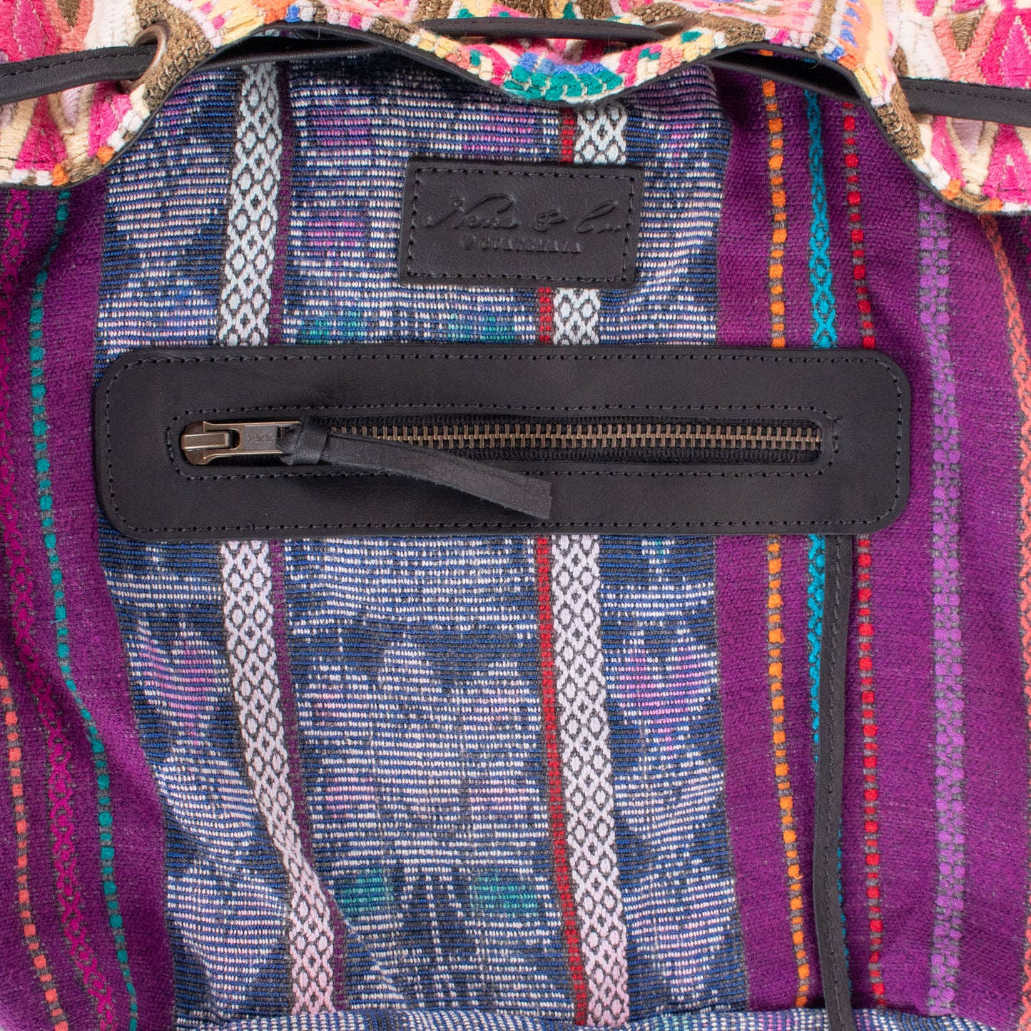 DRAWSTRING BUCKET BAG - OOAK HUIPIL - BLACK - NO. 19316