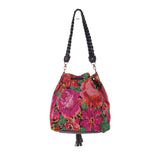 DRAWSTRING BUCKET BAG - OOAK HUIPIL - BLACK - NO. 19320