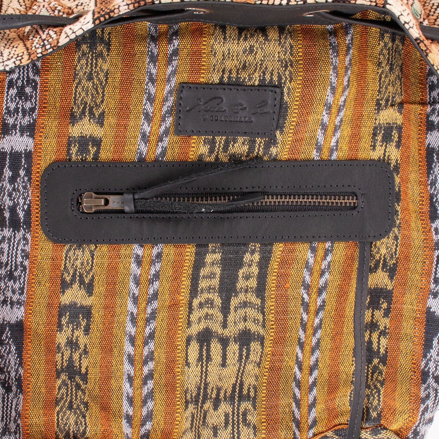 DRAWSTRING BUCKET BAG - OOAK HUIPIL - BLACK - NO. 19321