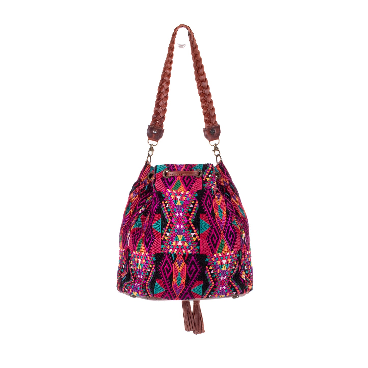 DRAWSTRING BUCKET BAG - OOAK HUIPIL - COPPER - NO. 19323