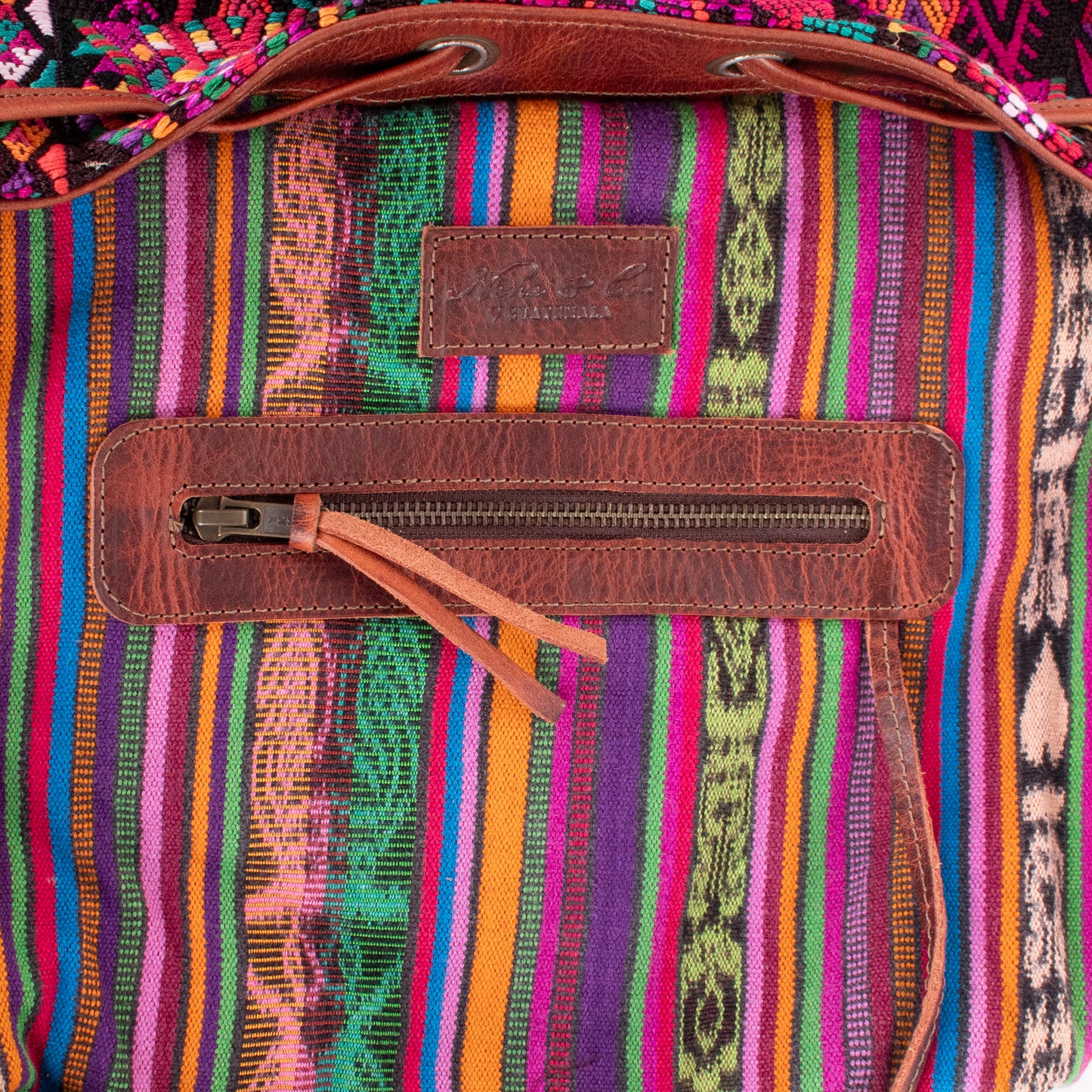 DRAWSTRING BUCKET BAG - OOAK HUIPIL - COPPER - NO. 19323