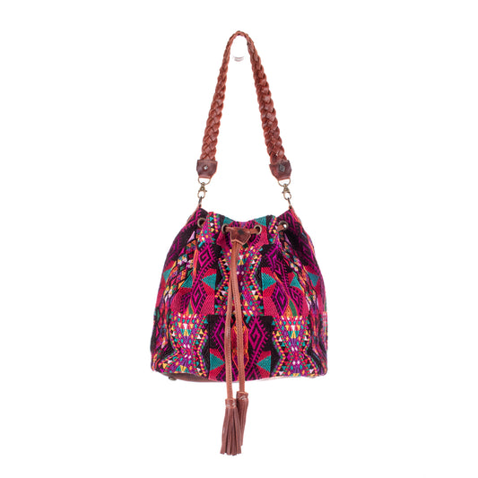 DRAWSTRING BUCKET BAG - OOAK HUIPIL - COPPER - NO. 19323