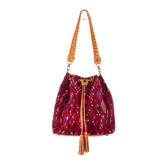 DRAWSTRING BUCKET BAG - OOAK HUIPIL - DUNA AMARILLA - NO. 19326