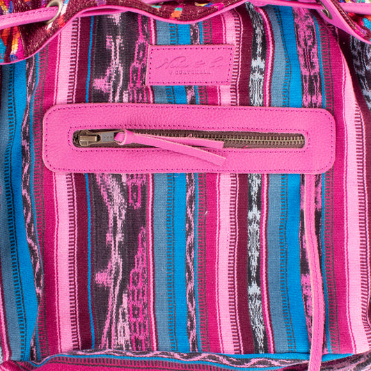 DRAWSTRING BUCKET BAG - OOAK HUIPIL - BABY RHINO - NO. 19331