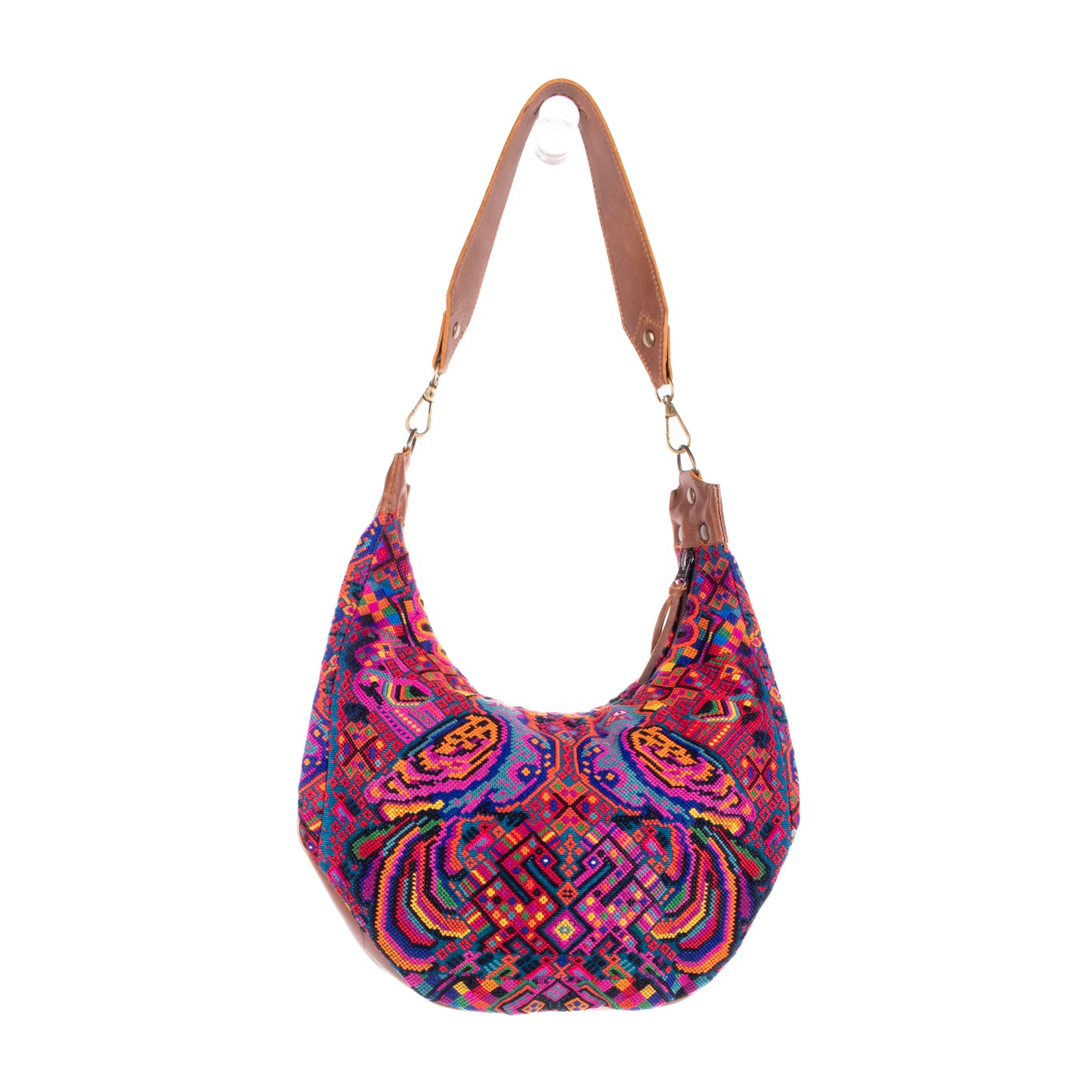 BOHO SADDLE BAG - OOAK HUIPIL - CAFE - NO. 19387