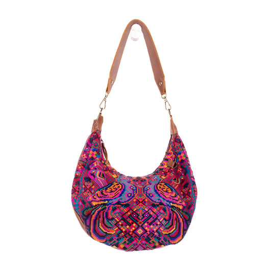 BOHO SADDLE BAG - OOAK HUIPIL - CAFE - NO. 19387