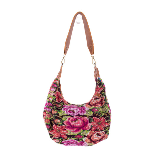 BOHO SADDLE BAG - OOAK HUIPIL - CAFE - NO. 19388