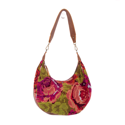 BOHO SADDLE BAG - OOAK HUIPIL - CAFE - NO. 19392