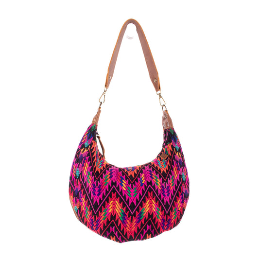 BOHO SADDLE BAG - OOAK HUIPIL - CAFE - NO. 19394