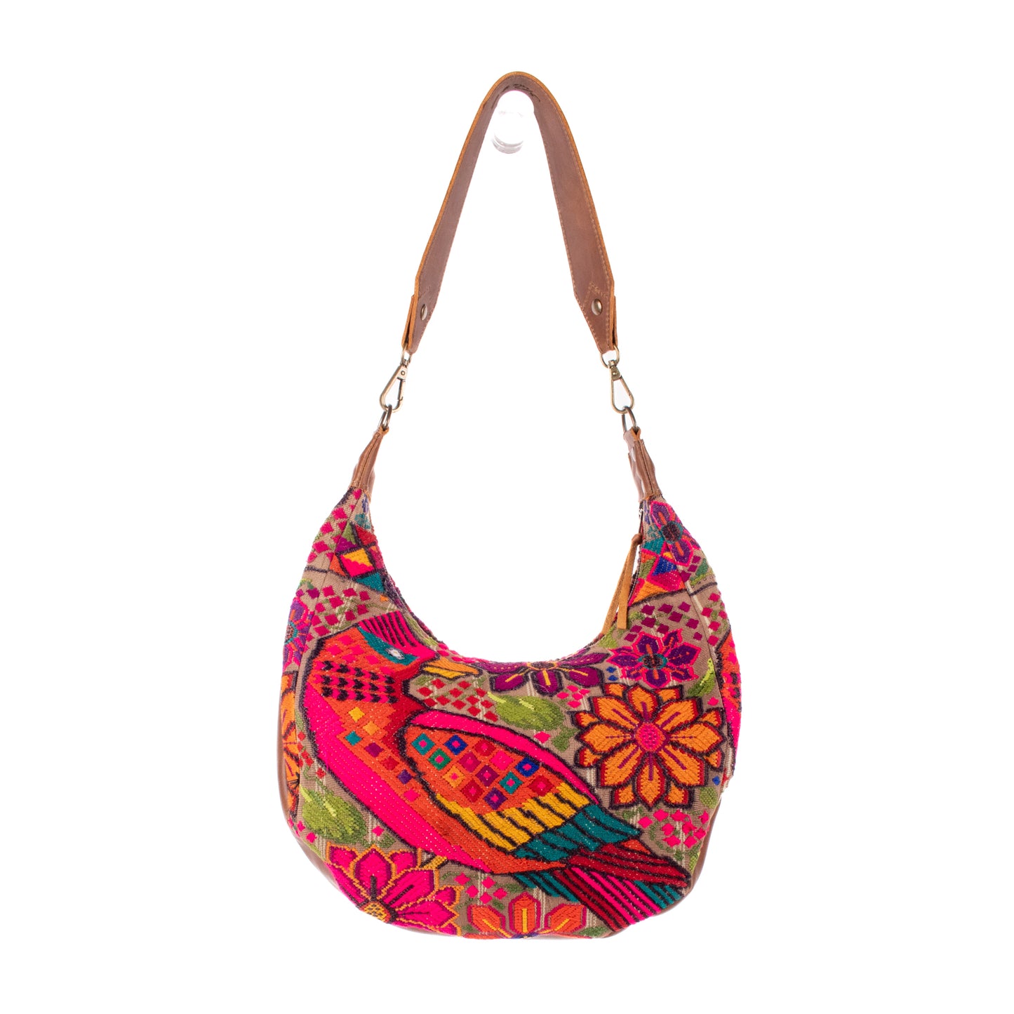 BOHO SADDLE BAG - OOAK HUIPIL - CAFE - NO. 19395