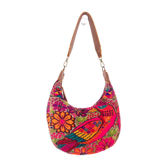 BOHO SADDLE BAG - OOAK HUIPIL - CAFE - NO. 19395