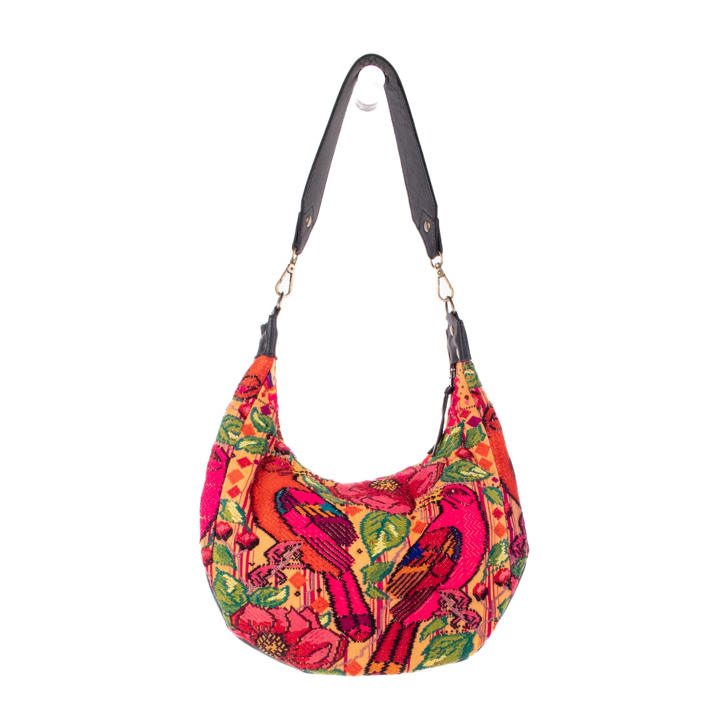 BOHO SADDLE BAG - OOAK HUIPIL - BLACK - NO. 19396