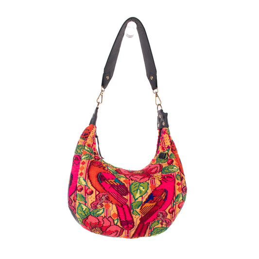 BOHO SADDLE BAG - OOAK HUIPIL - BLACK - NO. 19396