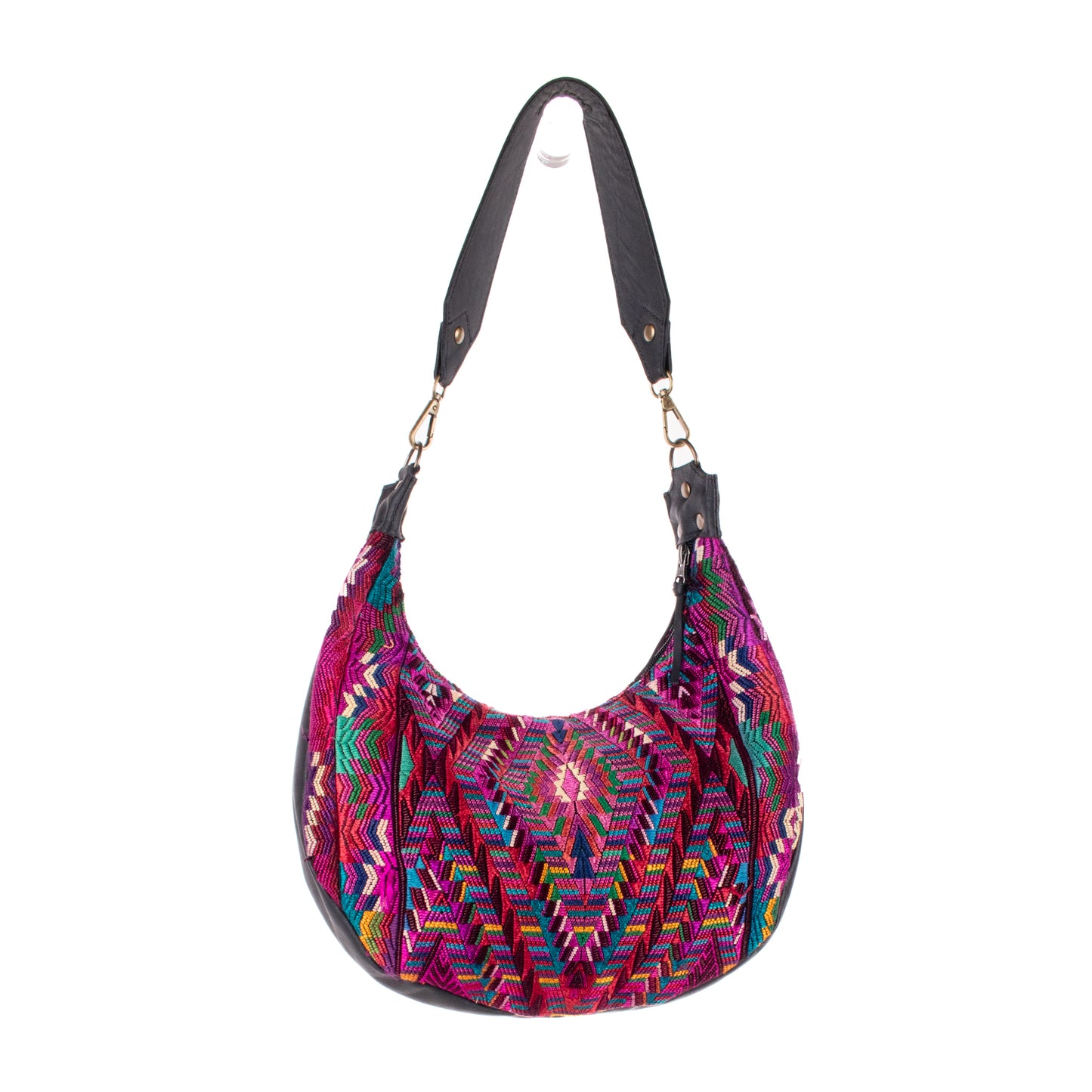 BOHO SADDLE BAG - OOAK HUIPIL - BLACK - NO. 19397
