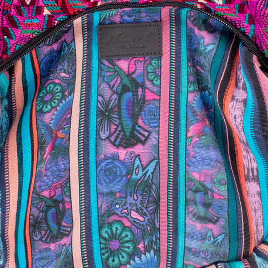 BOHO SADDLE BAG - OOAK HUIPIL - BLACK - NO. 19397