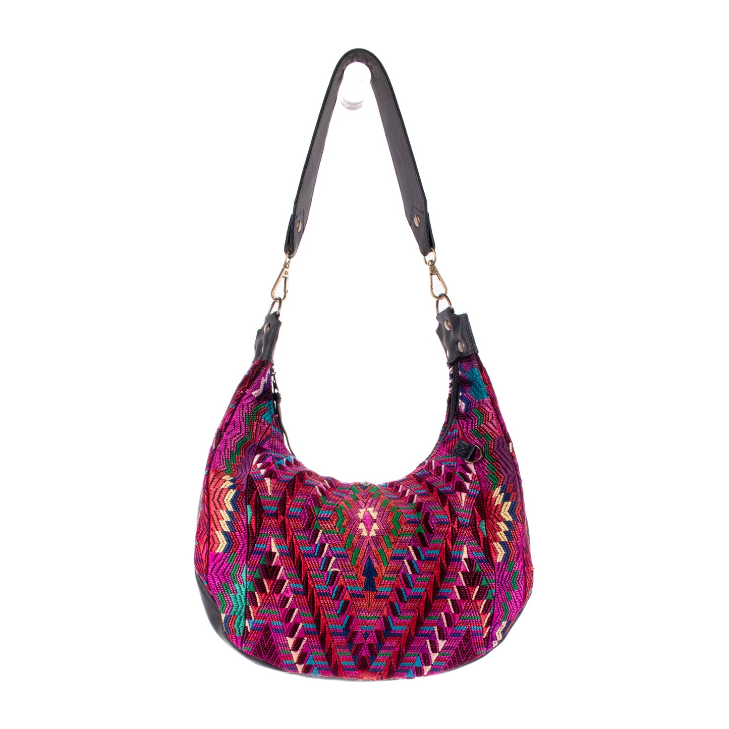 BOHO SADDLE BAG - OOAK HUIPIL - BLACK - NO. 19397