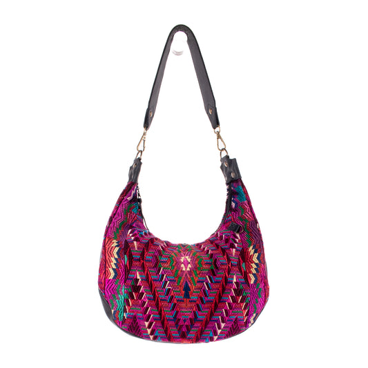 BOHO SADDLE BAG - OOAK HUIPIL - BLACK - NO. 19397