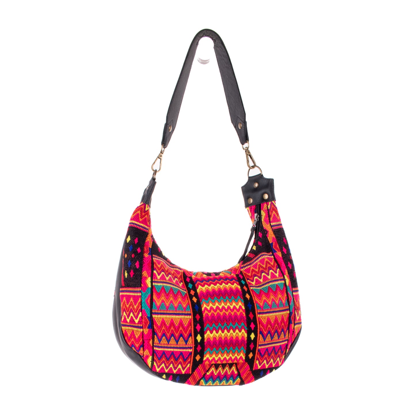 BOHO SADDLE BAG - OOAK HUIPIL - BLACK - NO. 19398