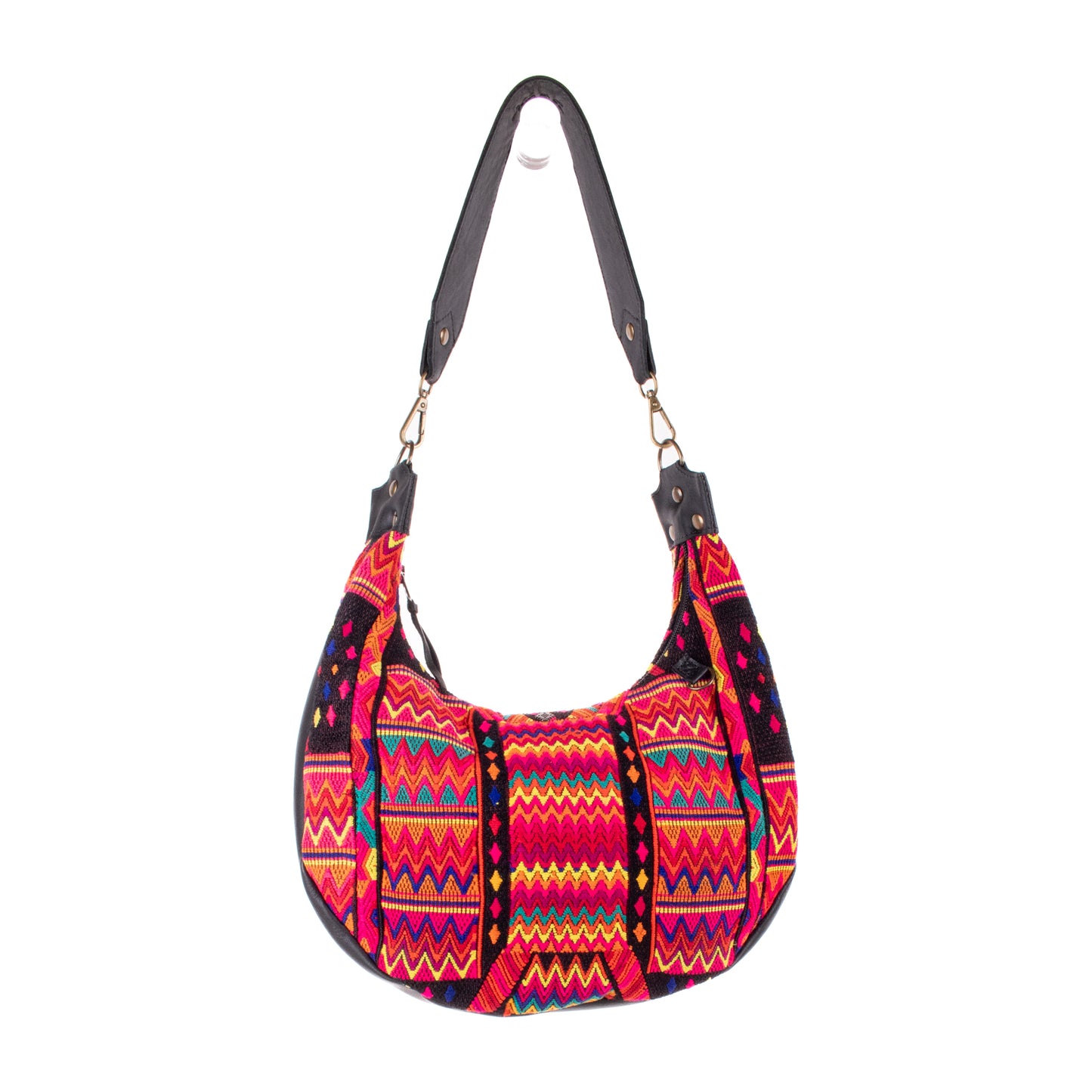 BOHO SADDLE BAG - OOAK HUIPIL - BLACK - NO. 19398