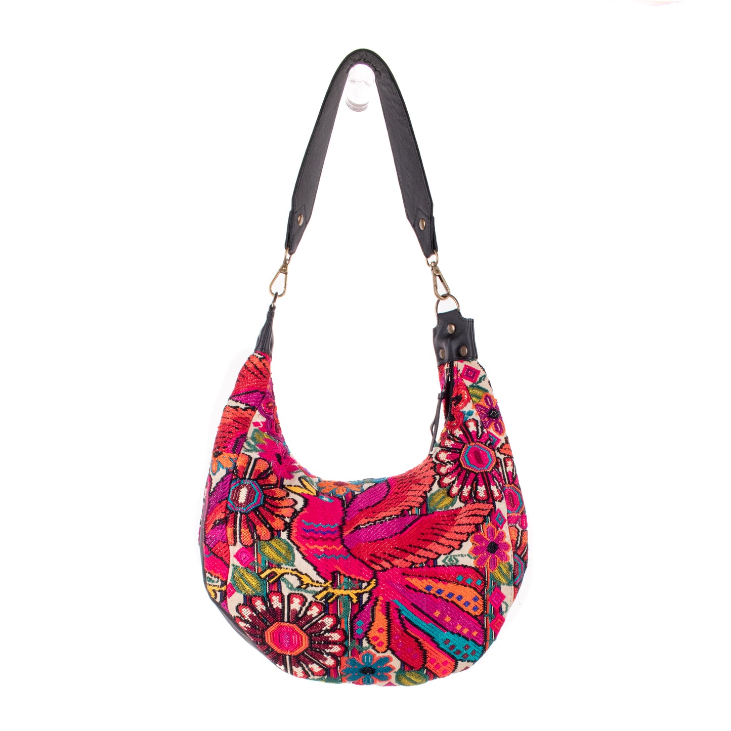 BOHO SADDLE BAG - OOAK HUIPIL - BLACK - NO. 19399