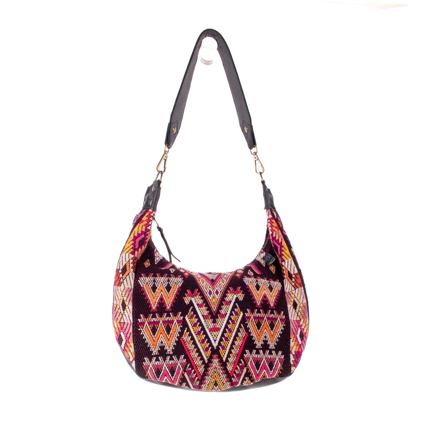 BOHO SADDLE BAG - OOAK HUIPIL - BLACK - NO. 19400