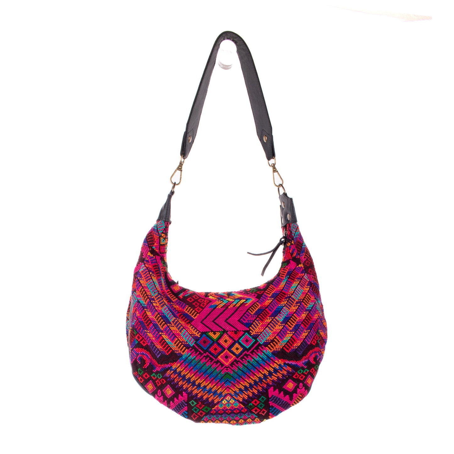 BOHO SADDLE BAG - OOAK HUIPIL - BLACK - NO. 19401