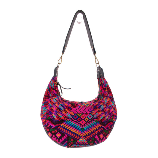 BOHO SADDLE BAG - OOAK HUIPIL - BLACK - NO. 19401