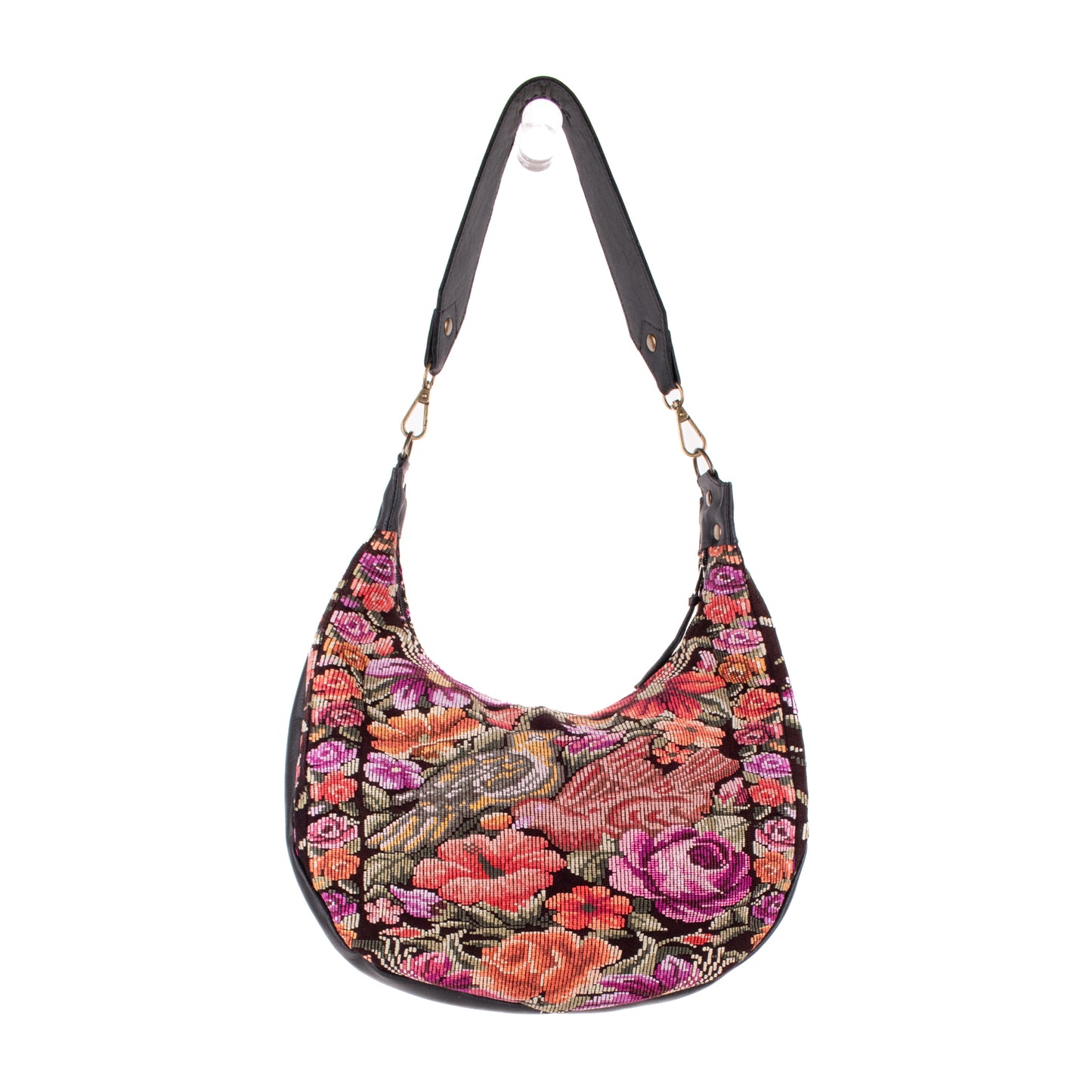BOHO SADDLE BAG - OOAK HUIPIL - BLACK - NO. 19402