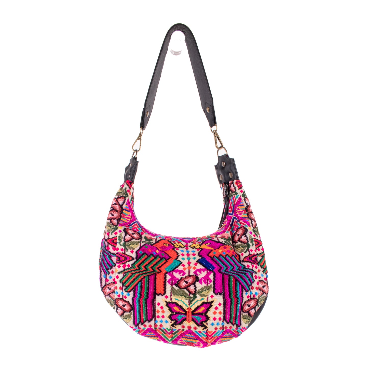 BOHO SADDLE BAG - OOAK HUIPIL - BLACK - NO. 19403
