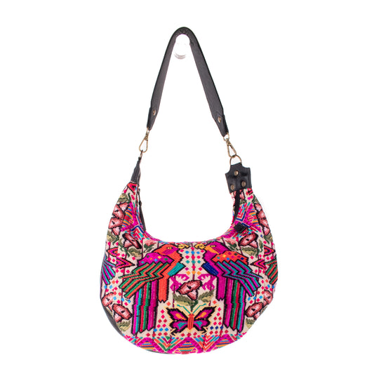 BOHO SADDLE BAG - OOAK HUIPIL - BLACK - NO. 19403