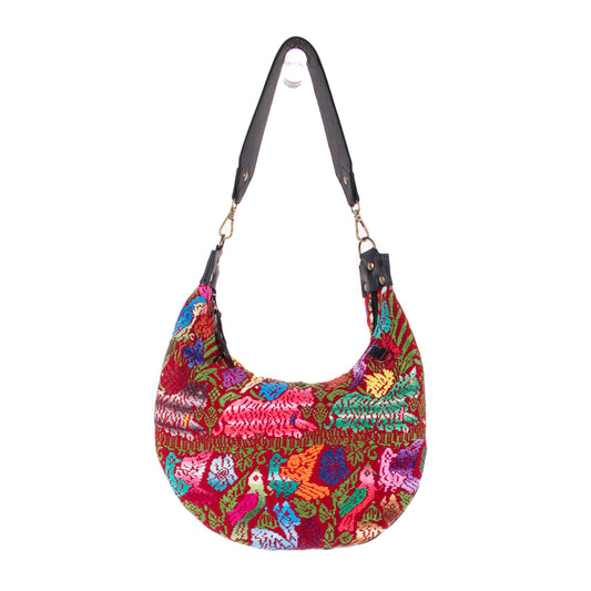 BOHO SADDLE BAG - OOAK HUIPIL - BLACK - NO. 19404