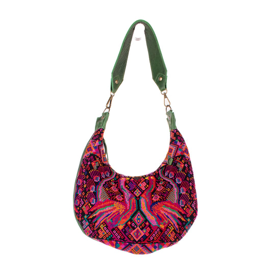 BOHO SADDLE BAG - OOAK HUIPIL - EMERALD - NO. 19408