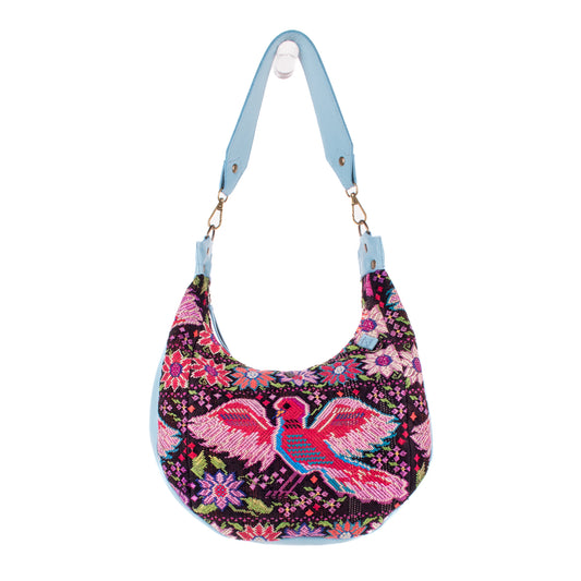 BOHO SADDLE BAG - OOAK HUIPIL - SKY BLUE - NO. 19409