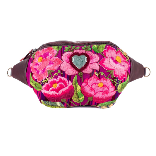 ♡ EL DON MANNY PACK - HEART JADE ♡ - OOAK HUIPIL - VINO TINTO - NO. 19683