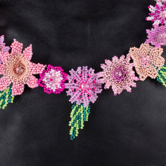 BEADED FLORAL BAG NECKLACE - NO. 19751