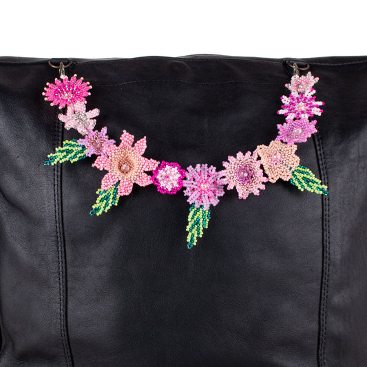 BEADED FLORAL BAG NECKLACE - NO. 19751