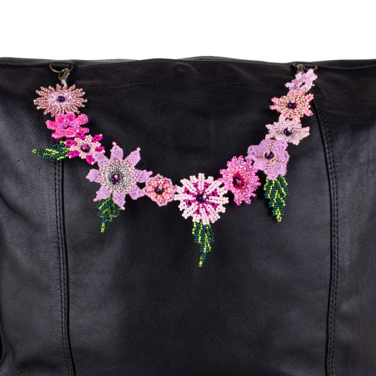 BEADED FLORAL BAG NECKLACE - NO. 19752