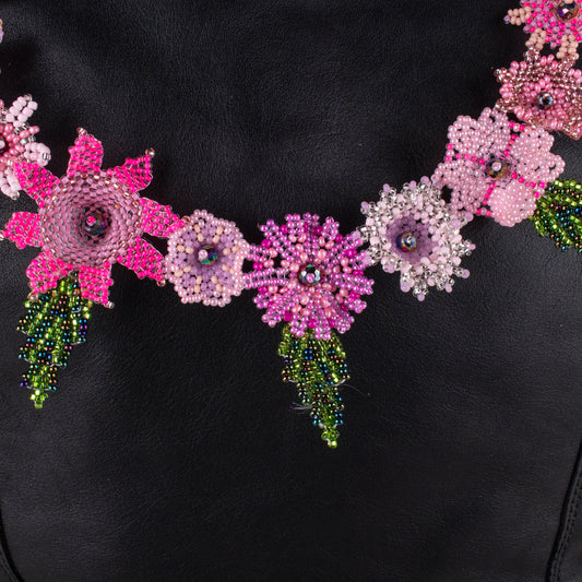 BEADED FLORAL BAG NECKLACE - NO. 19753