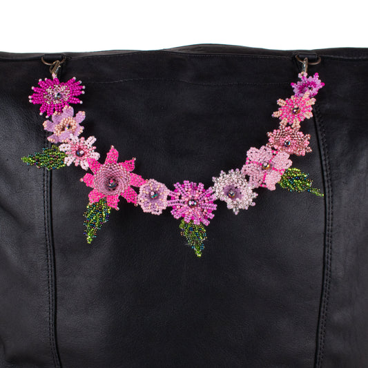 BEADED FLORAL BAG NECKLACE - NO. 19753