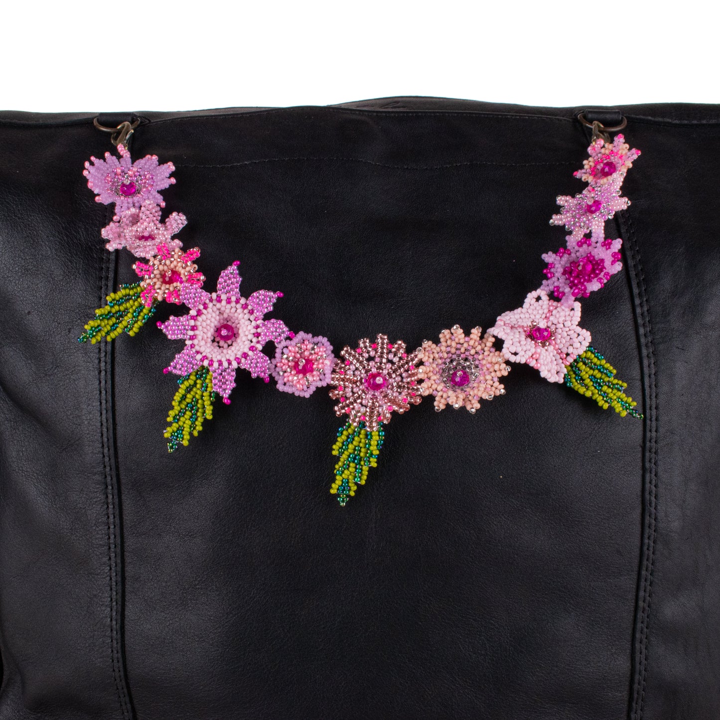 BEADED FLORAL BAG NECKLACE - NO. 19754