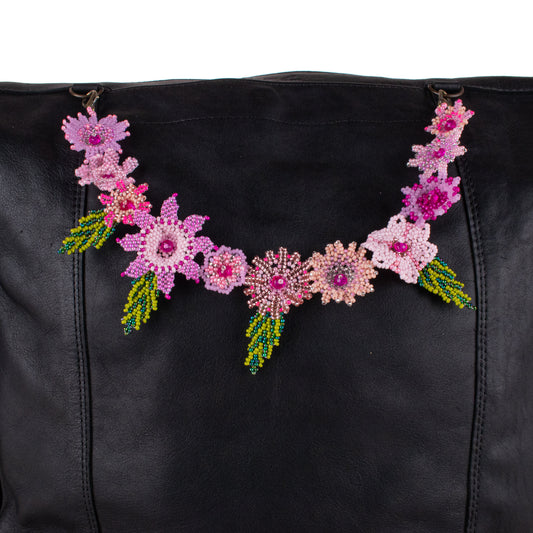 BEADED FLORAL BAG NECKLACE - NO. 19754