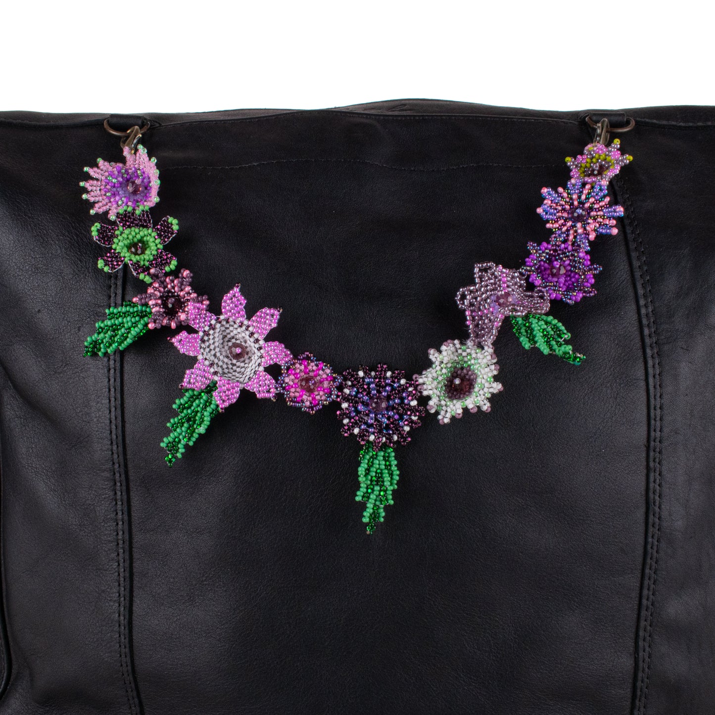 BEADED FLORAL BAG NECKLACE - NO. 19756