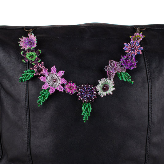 BEADED FLORAL BAG NECKLACE - NO. 19756