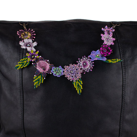 BEADED FLORAL BAG NECKLACE - NO. 19757
