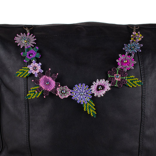 BEADED FLORAL BAG NECKLACE - NO. 19758