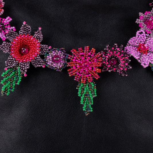 BEADED FLORAL BAG NECKLACE - NO. 19759