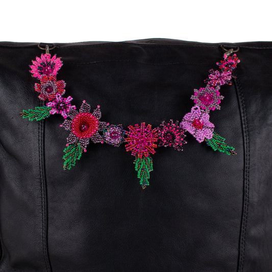 BEADED FLORAL BAG NECKLACE - NO. 19759