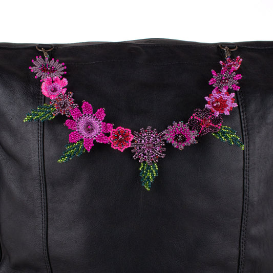 BEADED FLORAL BAG NECKLACE - NO. 19760